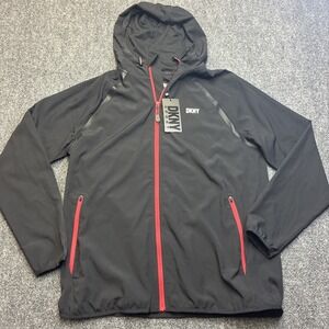 DKNY Sporty Windbreaker Hoodie Black and Red Size Large